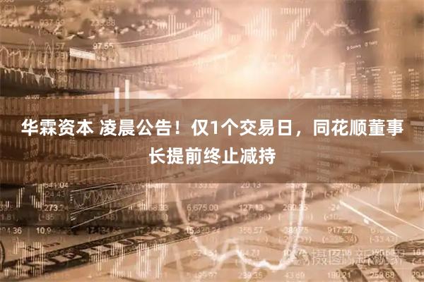 华霖资本 凌晨公告！仅1个交易日，同花顺董事长提前终止减持