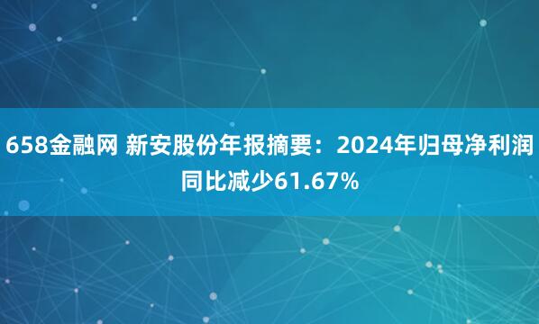 658金融网 新安股份年报摘要：2024年归母净利润同比减少61.67%
